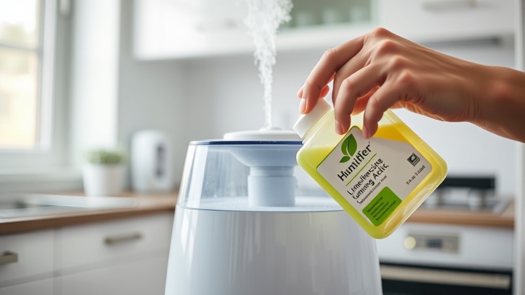 가습기 내부에 쌓인 석회질을 구연산으로 안전하게 세척하는 과정